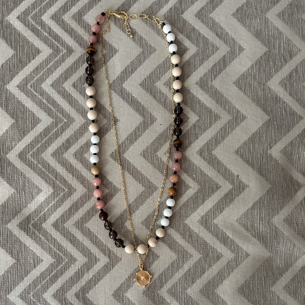 Chic Beaded layered Necklace with Gold Chain